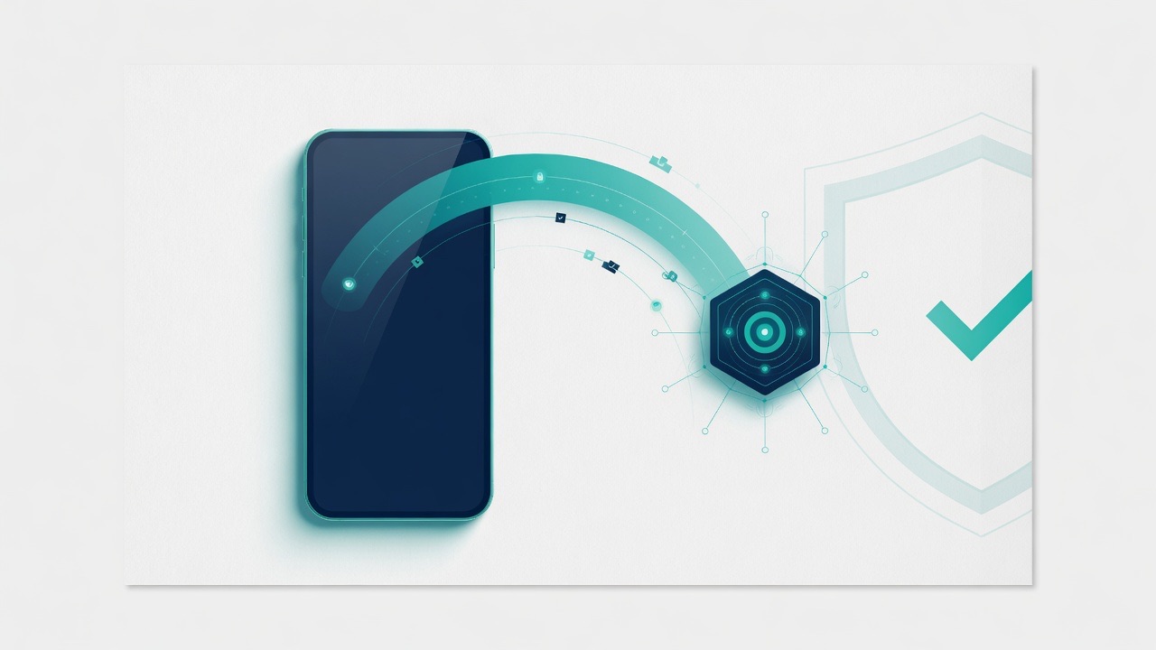 Illustration of a phone connecting securely to a network