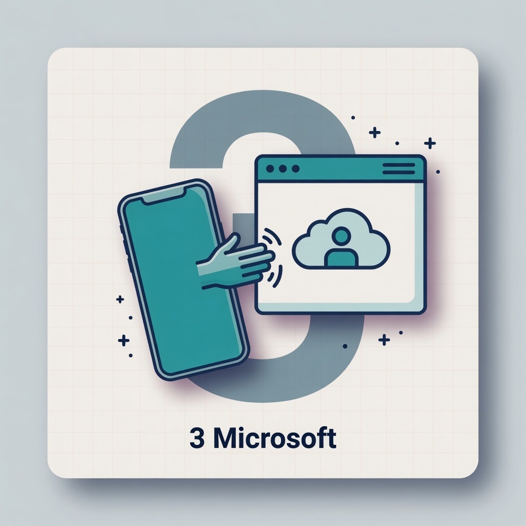 Step 3 illustration: phone handing off to browser identity sign-in