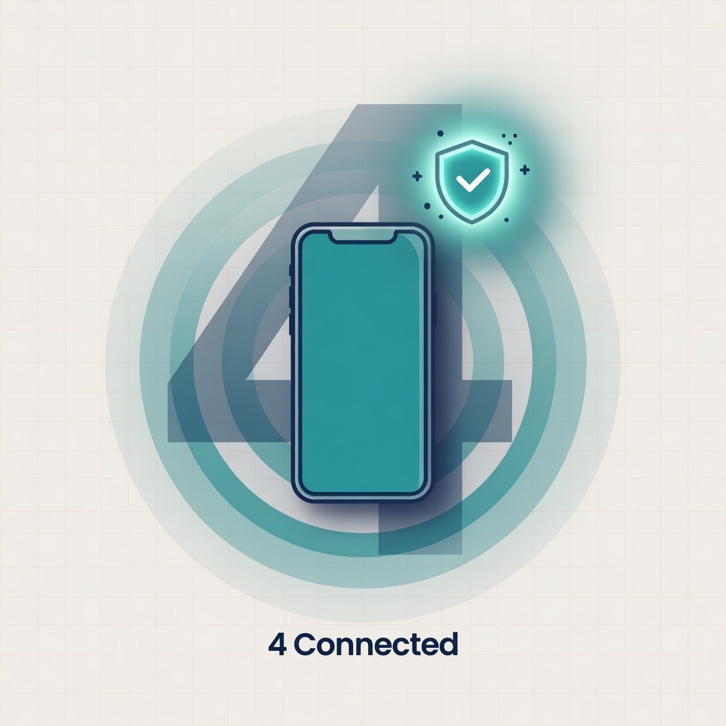 Step 4 illustration: phone with secure connected shield